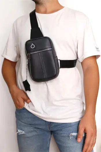 Çantë crossbody lëkure, ngjyrë e zezë, Zoozie Bags, HDCPCP1001