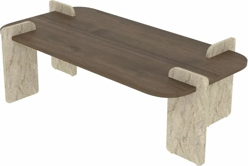 Tavolinë kafeje Skye Decor, Leapiri, ngjyrë travertin dhe arre - 5