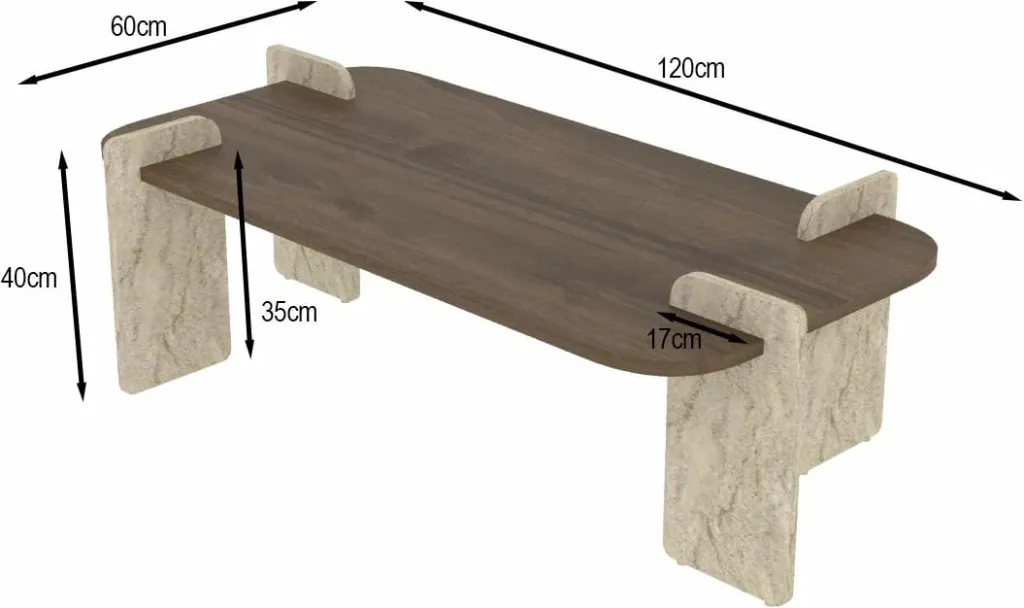 Tavolinë kafeje Skye Decor, Leapiri, ngjyrë travertin dhe arre - 6