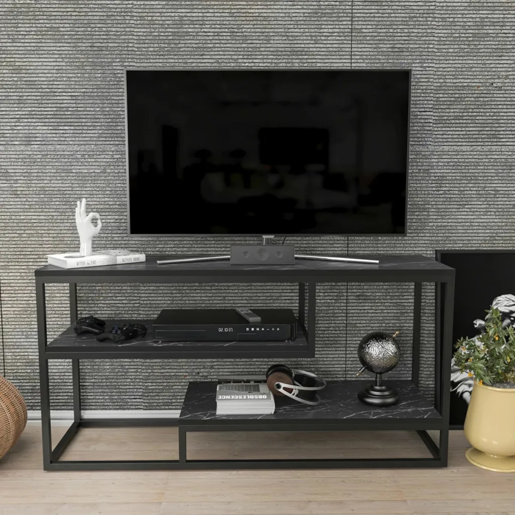 Komodinë TV Lorin, Skye Decor, e zezë dhe e bardhë - 1