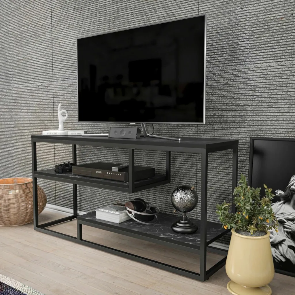 Komodinë TV Lorin, Skye Decor, e zezë dhe e bardhë - 2