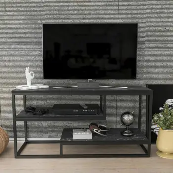 Komodinë TV Lorin, Skye Decor, e zezë dhe e bardhë