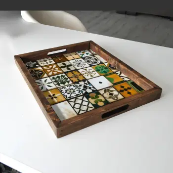 Tabaka dekorative prej druri, shumëngjyrëshe, REF006, Evila Originals