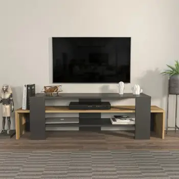 Komodë TV Lenora, Skye Decor, ngjyrë e zezë dhe lis