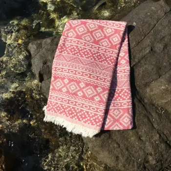 Peshqir plazhi Fouta, model qilimi, ngjyrë e kuqe, Mijolnir, 90x170cm