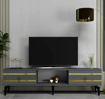Komodë TV Skye Decor, ngjyrë antracit, ari