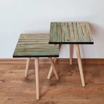 Set tavolinash të mbivendosura, ngjyrë e gjelbër dhe kafe, Skye Decor, 2 copë, 2Shp125
