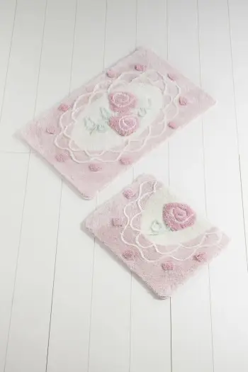 Set tapetash për banjo akrilik, 2 copë, Dantel, rozë
