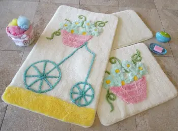 Set tapetë banjoje akrilik (3 copë), Mijolnir, Alacati - e verdhë