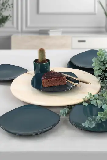 Set pjatash ëmbëlsirash qeramike (6 copë), ngjyrë kaltër e errët, Hermia Concept, ST001106FQ08A000000MAYD100