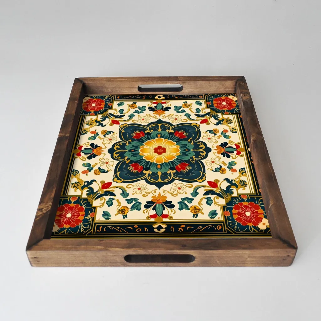 Tabaka dekorative prej druri, shumëngjyrëshe, REF029, 48x38x4cm - 2