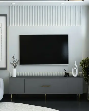 Komodë për TV, ngjyrë antracit dhe ari, Skye Decor