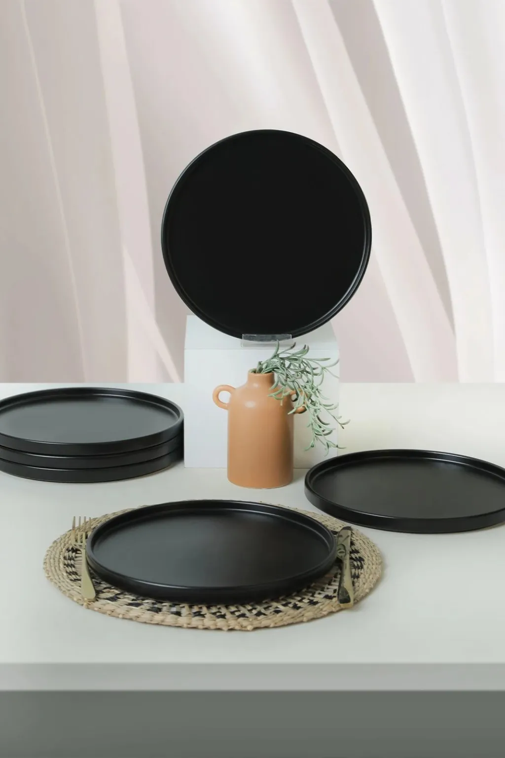 Set pjatash shërbimi (6 copë), Hermia Concept, ST038006F956A000000MAS3T00, ngjyrë e zezë mat - 1