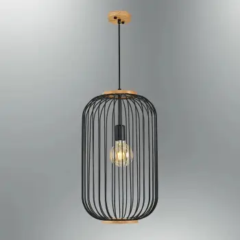 Llambë tavani Opviq, dru dhe metal, e zezë, L1277, 30x120cm