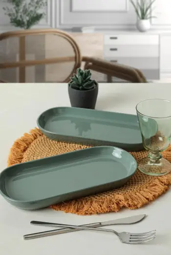 Set pjatash servirëse, ngjyrë e gjelbër, Hermia Concept, 2 copë, 26cm