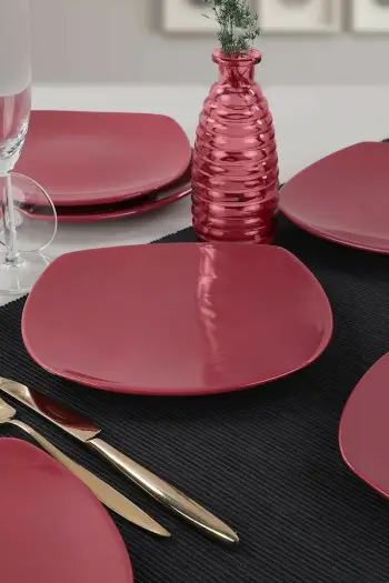 Set pjatash ëmbëlsirash qeramike (6 copë), ngjyrë e kuqe, Hermia Concept, ST001106F520A000000MAYD100