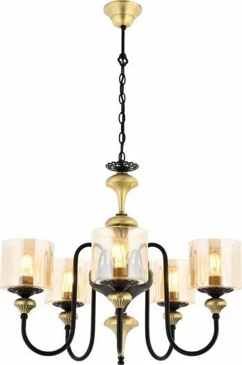 Llambë tavani vintage Opviq, AV-4161-5E, ngjyrë e zezë/vintage, 100x62cm