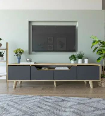Komodë TV Skye Decor, Roma 180, ngjyrë lis safir dhe antracit