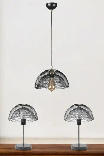 Set llambë tavani dhe llamba tavoline, ngjyrë e zezë, Opviq, 8871-5