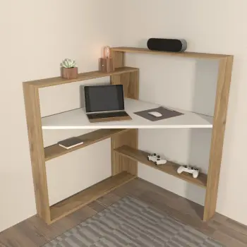 Tavolinë pune për studim Skye Decor, Kelly, ngjyrë arre dhe e bardhë