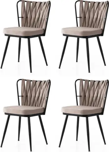 Set karrigesh (4 copë) Skye Decor, me shirit, 222 V4, ngjyrë e zezë dhe mink