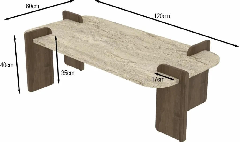 Tavolinë kafeje Skye Decor, Leapiri - Travertin, Ar - 6