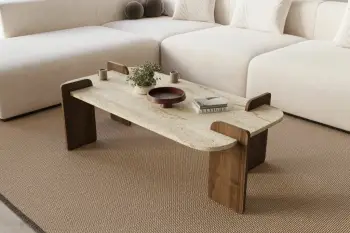 Tavolinë kafeje Skye Decor, Leapiri - Travertin, Ar