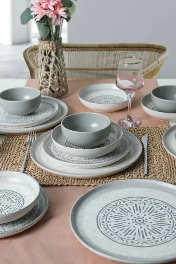Set enësh për drekë, qeramikë, 24 copë, ngjyrë guri, Hermia Concept, X0001491700000000000000000