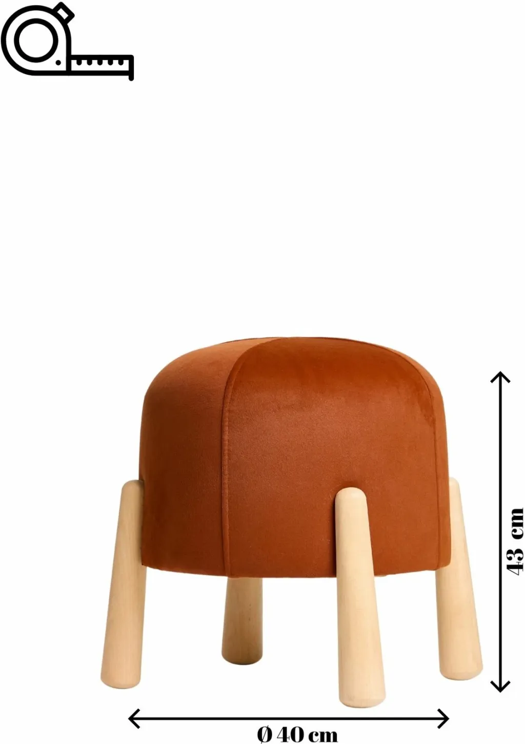 Tufet Floki, portokalli, këmbë druri, Atelier del Sofa - 6
