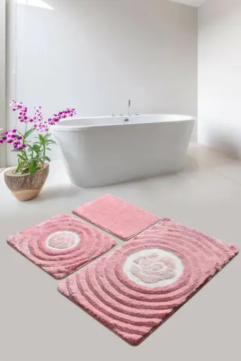 Set tapetesh për banjo akrilik (3 copë), Mijolnir Floria, rozë