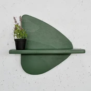 Raft dekorativ prej druri për mur, ngjyrë e gjelbër e errët, Skye Decor, Meh227