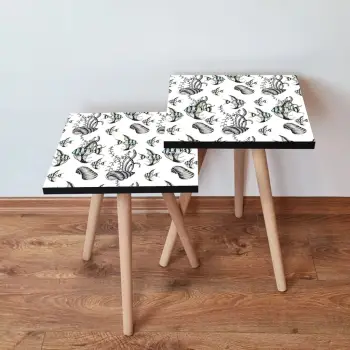 Set tavolinash ndihmëse, 2 copë, Skye Decor, 2Shp400, ngjyrë e bardhë