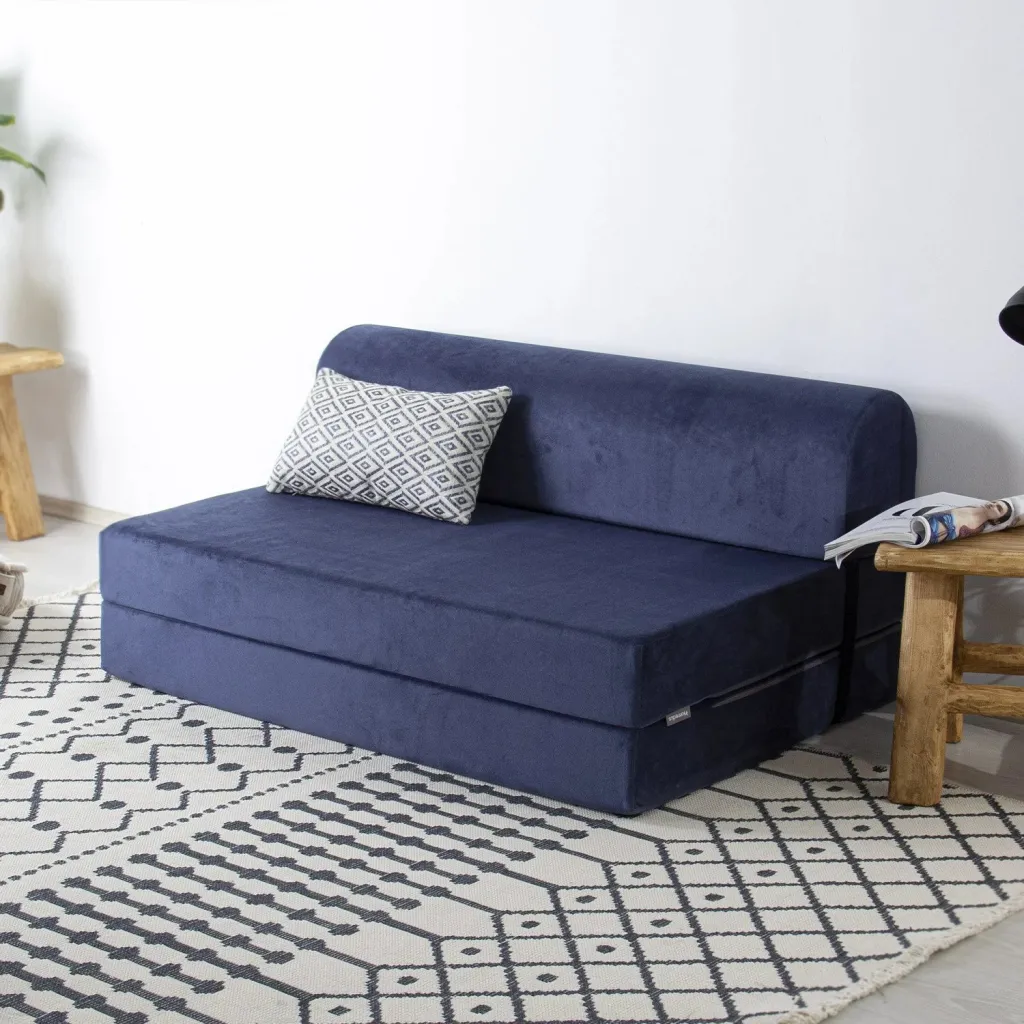 Divan-krevat dy vendësh, kadife blu, Atelier del Sofa, Magic - 1