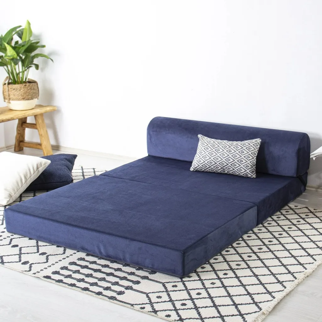 Divan-krevat dy vendësh, kadife blu, Atelier del Sofa, Magic - 3