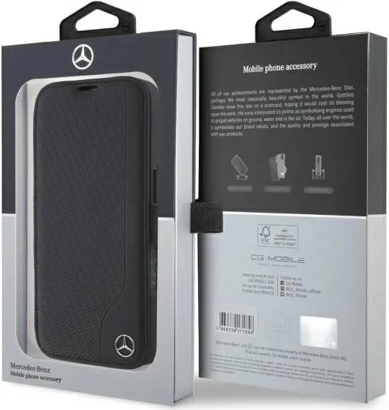 Mbështjellës, Mercedes, iPhone 16 Pro Max, folio imitim druri, i zi - 3