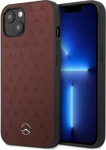 Mbështjellës, Mercedes, MEHCP13MPSQRE, për iPhone 13 6.1 inch hardcase lëkurë me motiv yjesh, i kuq