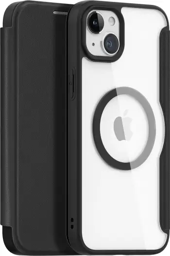 Mbështjellës me kapak magnetik MagSafe, Dux Ducis, Skin X Pro, për iPhone 15, me qëndrim dhe xhepa për karta/portofol, e zezë