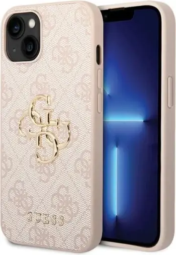 Mbështjellës Guess 4G Big Metal Logo për iPhone 15, Rozë