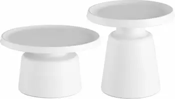 Set tavolinash kafeje Amar, 2 copë, metal i bardhë, 70x70x40