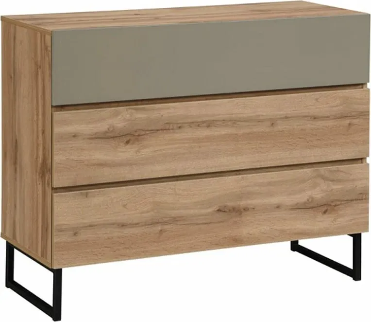 Komodë Verde me 3 sirtarë, natyrale, mente, 100x41.5x81cm - 1