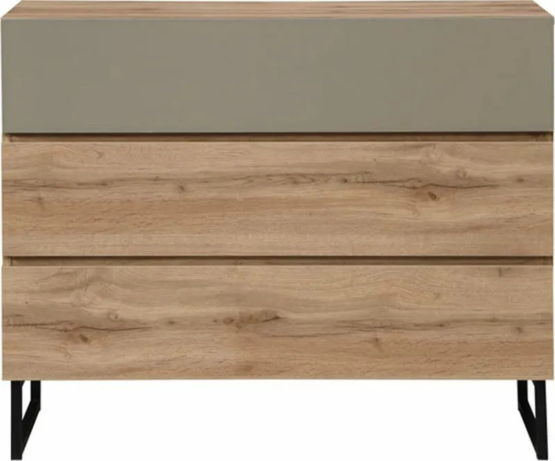 Komodë Verde me 3 sirtarë, natyrale, mente, 100x41.5x81cm - 3