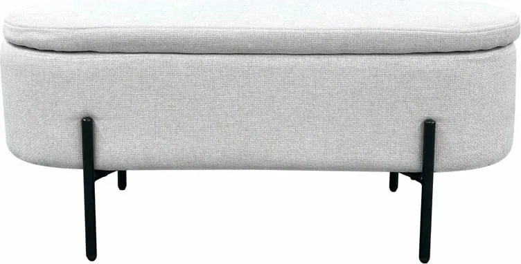 Stool oval me hapësirë për ruajtje, e bardhë, 95x36x43 - 1