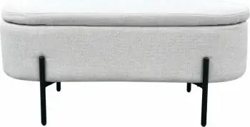 Stool oval me hapësirë për ruajtje, e bardhë, 95x36x43