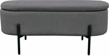 Tabure ovale me hapësirë për ruajtje, ngjyrë gri, 95x36x43 cm