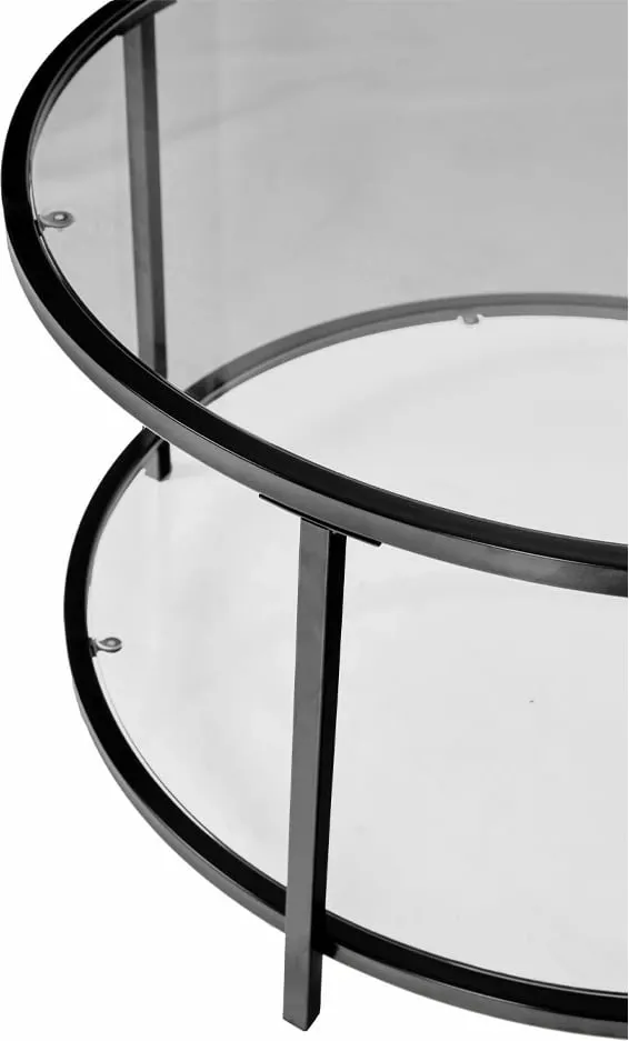 Tavolinë kafeje Moon, xham transparent i zi, 80x80x42cm - 3