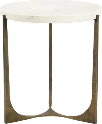 Tavolinë anësore Blanche, mermer i bardhë, metal ngjyrë bronzi antik, 55x55x61cm