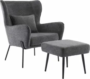 Set ulëse relaksuese me stol, ngjyrë gri e errët, 84x74x97.5