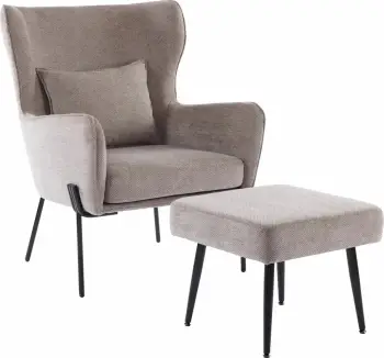 Set karrige relaksi me stol, ngjyrë kafe e çelët, 84x74x97.5