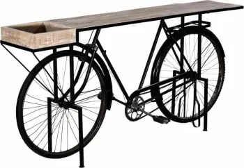 Konsolë Cycling, dru mango natyral, metal i zi, 183x36x84cm