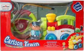 Lodër tren për fëmijë Askato Toddler Train, telekomandë, drita dhe tinguj, shumëngjyrëshe